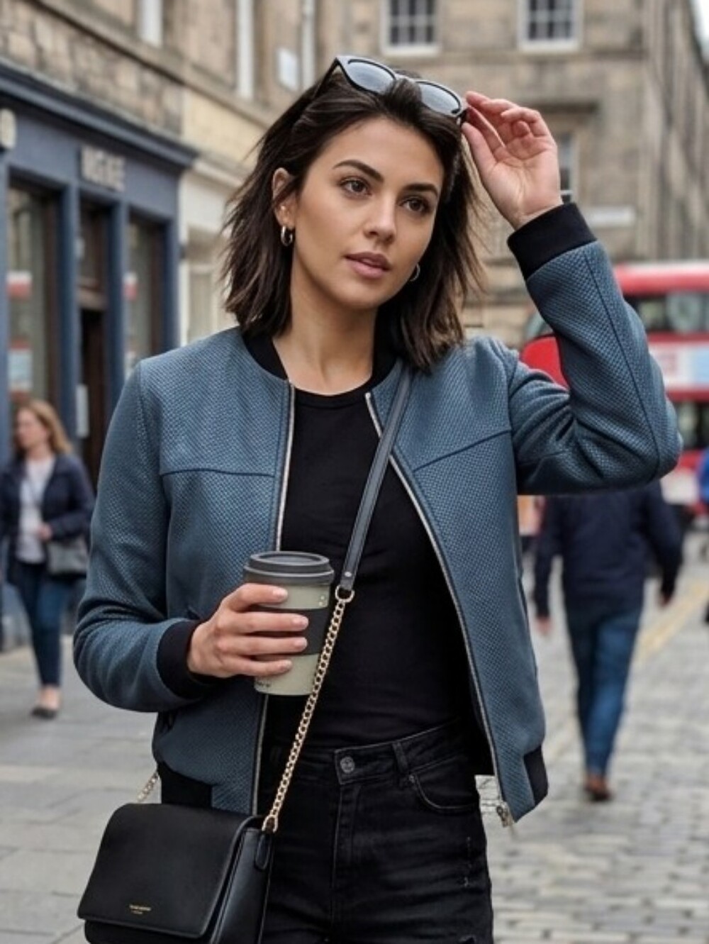 Topshop Blue Mesh Bomber Jacket